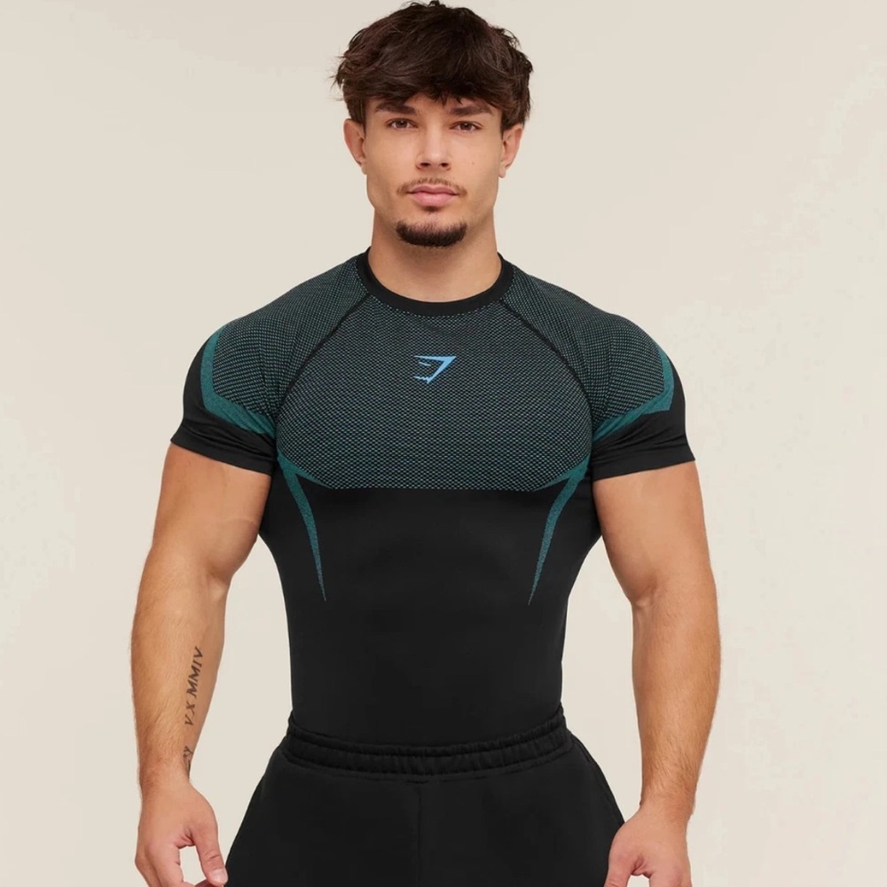 GymShark Onyx 5.0 seamless t shirt blue/black